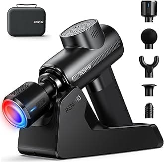 RENPHO Active Thermacool Deluxe Massage Gun Deep Tissue with Charging Stand, Back Massager with Heat and Cold Head, Percussion Body Muscle Masajeador for Athletes Pain Relief