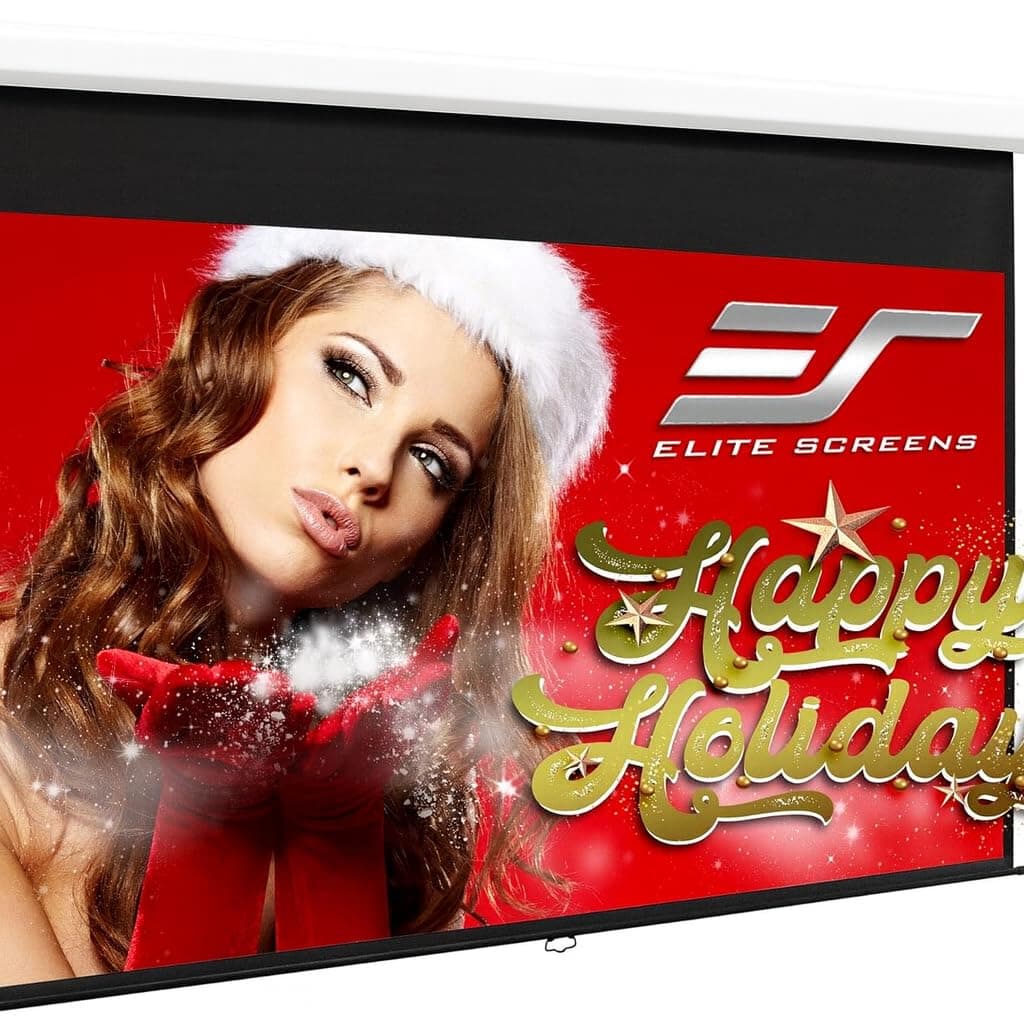 Manual B 100-INCH Manual Pull Down Projector Screen Diagonal 16:9 Diag 4K 8K 3D Ultra HDR HD Ready Home Theater Movie Theatre White Projection Screen with Slow Retract Mechanism M100H