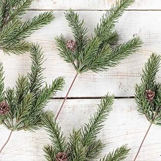 Pack of 6 Weather Resistant Artificial Angel Pine Picks by Factory Direct Craft - Holiday Greenery for Christmas Arrangements and Winter Decorations