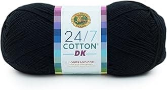 Lion Brand Yarn 24/7 Cotton DK Yarn, Caviar