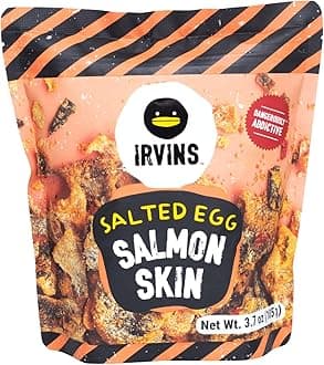 Salted Egg Salmon Skin Chips & Crisps – Premium Hand Cooked, Halal, Keto-Friendly, High Protein Snack | Dangerously Addictive | (3.3 oz, Pack of 6)