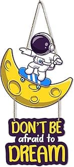 Artvibes Don't Be Afraid To Dream MDF Wood Wall Hanger Ornaments | Quotes Decor Item | Motivational Wall Decor | Wall Accent | Graphic Art | Gift Items | Office Wall Decoration Items (WH_5738N)