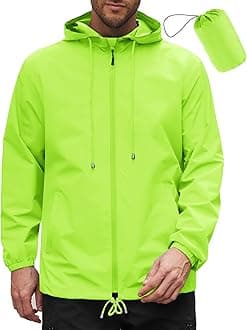 Rain Jacket Men Packable Waterproof Raincoat with Hood Lightweight Windbreaker for Hiking Cycling Golf