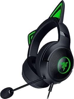 Kraken Kitty V2 USB Wired Headset: Chroma RGB Kitty Ears - Stream Reactive Lighting - HyperClear Cardioid Mic - 40 mm Drivers - 7.1 Surround Sound - Comfortable Ear Cushions - Black