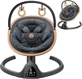 Baby Swings for Infants, Bluetooth Infant Swing with Music Speaker with 3 Seat Positions, 5 Speeds and Remote Control - Portable Baby Swing for Indoor and Outdoor (Black)