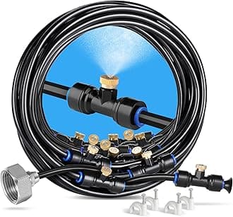homenote Misting Cooling System 75FT (23M) Misting Line + Brass Mist Nozzles + a Brass Adapter(3/4") Outdoor Mister for Patio Garden Greenhouse Trampoline for waterpark