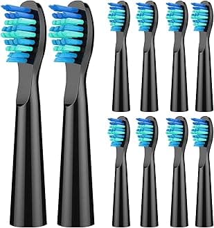 Toothbrush Replacement Heads Compatible with Bitvae D2 Electric Toothbrush, Sonic Electric Toothbrush Heads for Bitvae D2, 10 Pack, Medium, Black