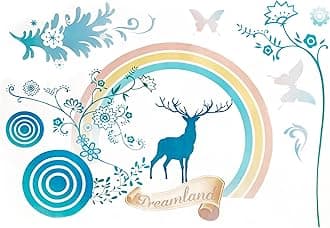 Dreamland Deer Artwork Room Decor Wall Sticker Decal15 W X 23" H (1 Piece) (W-0021)