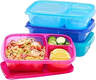 Bentgo EasyLunchboxes® - Lunch Boxes - Reusable 3-Compartment Food Containers for School, Work, and Travel, Set of 4 (Jewel Brights)