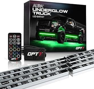 OPT7 Aura Aluminum Underglow LED Lighting Kit for Truck with Remote Control, 12V Exterior Waterproof Off-Road Neon Accent Light Bar, RGB Multicolor Under Car Decorations, Easter Gifts