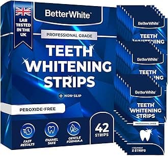 Professional Teeth Whitening Strips 21 Treatments - Enamel Safe - Non-Sensitive Formula - 42 Peroxide-Free Strips - Dentist Formulated Teeth Whitening Kit + Mouth Opener Included
