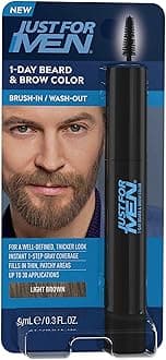 1-Day Beard & Brow Color, Temporary Color for Beard and Eyebrows, For a Fuller, Well-Defined Look, Up to 30 Applications, Light Brown