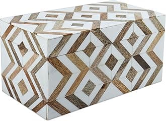 Handicrafts Home Handmade Decorative Storage Box with Lid – Jewelry Organizer, Keepsake Holder Marquet Array Collection, Made with Resin Inlay, Wood & Pine MDF– 10X5X5 Inches