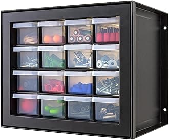 IRIS Plastic Parts Storage Hardware and Craft Cabinet, Black, 16 Drawer
