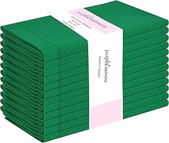 PurpleEssences Hemstitch Cloth Dinner Napkins 100% Cotton Soft Durable Washable Ideal for Events Wedding Fall Thanksgiving Everyday Use Table Linen 18x18 (St. Patrick’s Green, 18" x 18" (Set of 12))