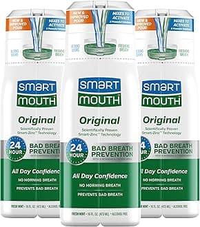 SmartMouth Original Zinc Activated Mouthwash - Instant Fresh Breath Mouthwash - Eliminates Bad Odors and Bad Breath - Alcohol-Free, Sugar-Free, Gluten-Free - Fresh Mint - 16 fl oz - 3 Pack
