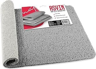 Asvin Soft Textured Anti Slip Bath & Shower Mat for Inside Shower & Wet Areas (40x60cm Grey) Phthalate Free Rubber Loofah Bathroom Mats for Slippery Surfaces, Quick Dry Antibacterial & Mould Resistant