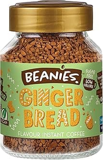 Beanies Flavour Instant Coffee - Gingerbread Instant Flavored Coffee - Bold & Adventurous Full-On Flavor - An Indulgent Sugar Free Taste Explosion - Low Calorie - Vegan & Gluten Free - 50g x 6