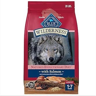 Blue Buffalo Wilderness Natural High-Protein Dry Food for Adult Dogs, Salmon Recipe, 28-lb. Bag