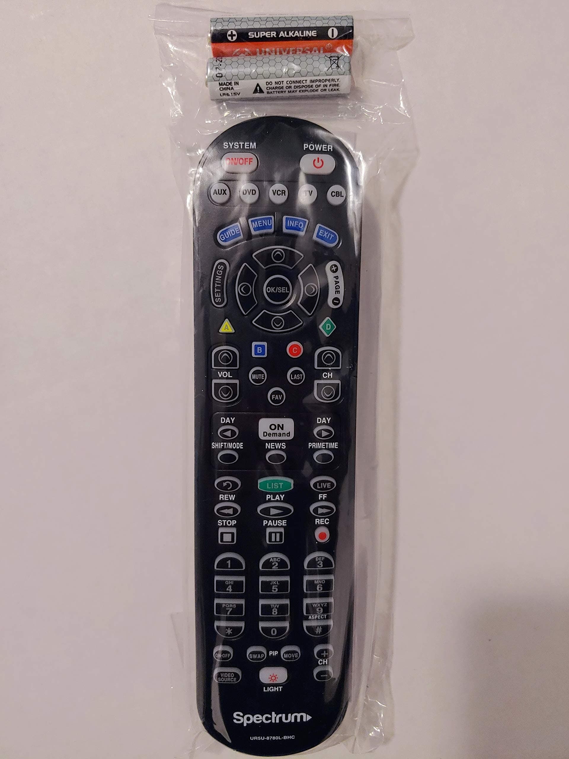 Spectrum updated CLIKR-5 universal remote control. Backwards compatible with Time Warner, Brighthouse and Charter cable boxes