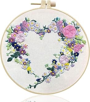 Maydear Stamped Embroidery Kit for Beginners with Pattern, Cross Stitch kit, Embroidery Starter Kit Including Embroidery Hoop, Color Threads and Embroidery Scissors - Wreath 16