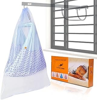 Ventilated Cradle (Jhula) comprising of Cradle Cloth with Spring, Hanger and Mosquito Net (Blue Cloth Spring)
