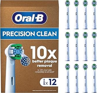 Oral-B Pro Precision Clean ORIGINAL Electric Toothbrush Head, X-Shape And Angled Bristles for Deeper Plaque Removal, Pack of 12 Toothbrush Heads, Suitable For Mailbox, White