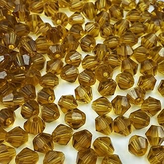 400pcs Bicone Crystal Beads 4mm Crystal Glass Faceted Beads for Necklace Bracelet Earrings DIY Jewelry Crafts Making Supplies(Amber)