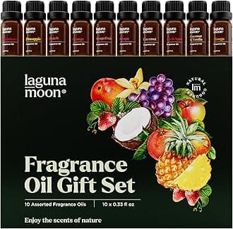 Fragrance Oil Set - Premium Grade 10 Pcs Scented Oils for Candle Making, Soap Scents, Aroma Beads, Bath Bombs, Perfume & Flavoring Oil for Lip Gloss - Essential Oils with Fruity Scents (10ml)