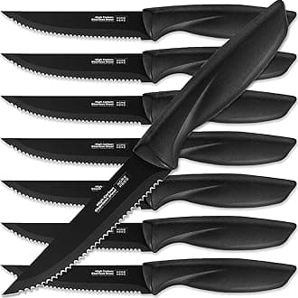 Home Hero Ultra-Sharp Stainless Steel Kitchen Knife Set - Chef Knife with Knife Sharpener - Steak Knives - Couteau Cuisine (8 pcs Steak Knife - Black)