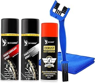 BLACKBIRD Bike Care Kit, 1 Pcs each - Chain Lube 220ml, Chain Cleaner 220ml, De-Rust 120ml, Chain Cleaning Brush and 1 Microfiber Cloth