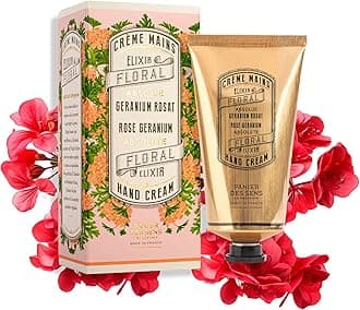 Geranium Hand Cream - Hand Cream for very Dry Hands and Skin - For Women and Men - With Almond & Olive Oil - Made in France 96% Natural Ingredients - 75ml