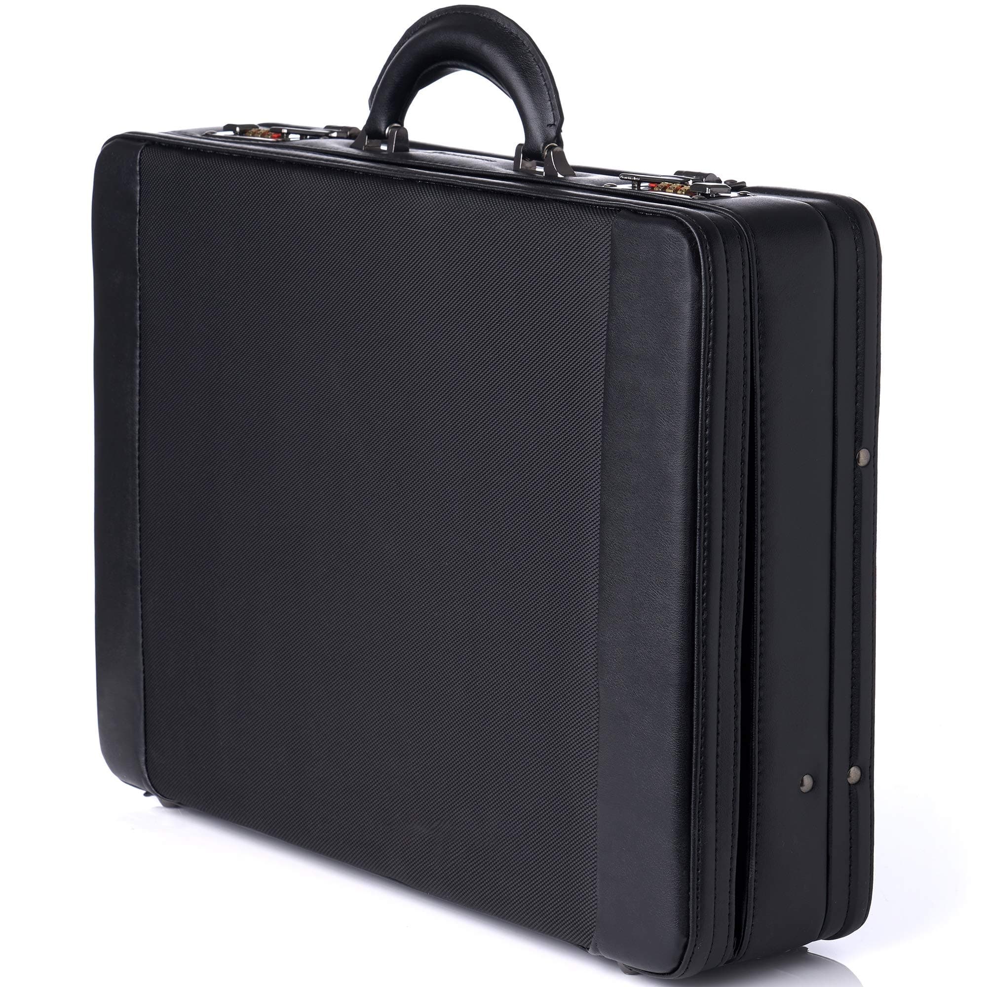 Expandable Attache Case Dual Combination Lock Hard Side Briefcase