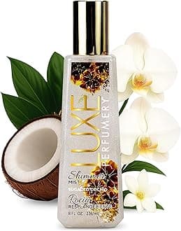 Luxe Perfumery Sugared Orchid Shimmer Body Mist – Long-Lasting Perfume Spray with Glittering Shine, Juicy Citrus & White Orchid Notes, Radiant Glow Shimmer Spray, Gift for Her, Made in USA, 8 fl oz