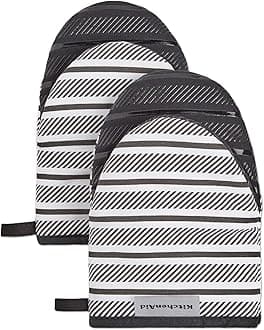 KITCHENAID Albany Mini Oven Mitt 2-Pack Set, Matte Black, 5.5"x8"