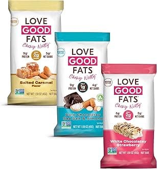 LOVE GOOD FATS Keto Certified, Non-GMO, Gluten Free, No Added Soy, Sustainable Palm Oil, Kosher Variety Pack of 19.08 Ounce Snack Food Bars