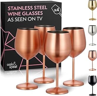 OS Oak & Steel ENGLAND - Stainless Wine Glasses, 550ml (4, Rose Gold Matte)