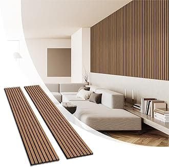 Olanglab Wood Slat Wall Panels, Wooden Acoustic Wall Panels, 94.5"x12.6" Each 3D Wall Panels for Interior Wall Decor, 2 Pack in Total 94.5"x25.2" (Cherry)