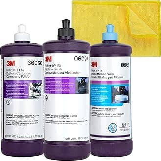 3M Perfect It Buffing and Polishing Kit | 36060 06094 06068 Rubbing Compound, Machine Polish, Ultrafine | Buffing, Car Polishing Kit Bundled with Kangaroobands Microfiber Cloth