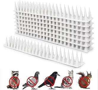 Pigeon Spikes (Pack of 40) Anti Bird Control for Balcony, Railing, Home Window Protection from Pigeon, Dog, Monkey, Crow, Kabootar, Split AC, Spikes with Double Sided Tape (White)