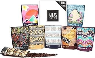 Atlas Coffee Club World of Coffee Discovery Set - Gourmet Coffee Gift Sampler - 8-Pack Variety Box of the World’s Best Single Origin Coffees - Whole Bean