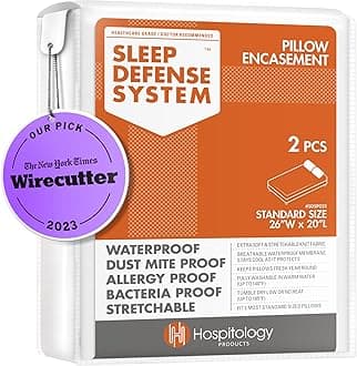 Pillow Encasement- Zippered Bed Bug Dust Mite Proof Hypoallergenic - Sleep Defense System - Standard - Waterproof - Set of 2 - 20" H x 26" W