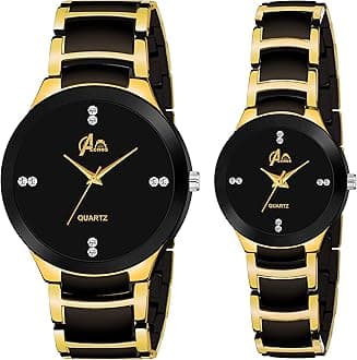 Premium Brand - Heavy Quality 3 Different Steel Plated Formal Analog Watches for Couple Pack of 2