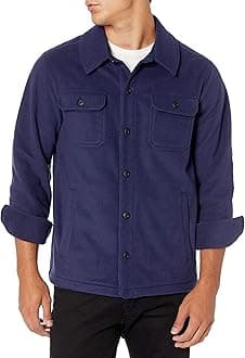 - Men's Long-Sleeve Polar Fleece Shirt Jacket for Winter