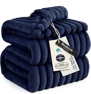 GentleSoft Navy Fleece Blanket for Couch - Cozy Soft Blankets for Women, Cute Small Throws for Girls, 108x90 Inches