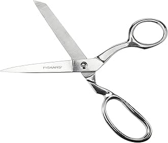 Forged Scissors - 8" Stainless Steel - Paper and Fabric Scissors for Office, Arts, and Crafts - Silver