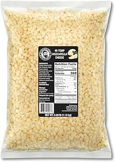 Bearded Butchers High-Temp Mozzarella Cheese 2.5 lbs – Shelf-Stable 1/4" Cubes for Up to 25 lbs of Meat, 400°F High-Temperature Cheese – Ideal for Sausage Making, Brats, Snack Sticks, Burgers, and More