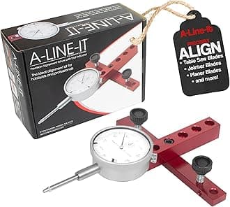 A Line It Basic, Table Saw Alignment Calibration Tool with Precision Dial Indicator for Table Saw Alignment and Workshop Machinery Precision Alignment