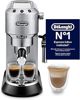 De'Longhi Dedica Pump Espresso Manual Coffee Machine | Cappuccino, Latte Macchiato With Milk Frother | Thermo Block Heating System For Accurate Temperature | Easy To Clean | EC685.M (Metal)