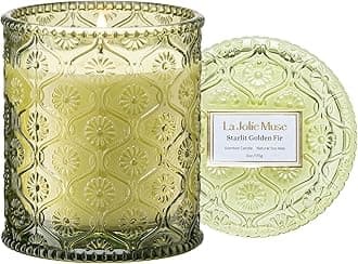 Starlit Golden Fir Scented Candle | Cedarwood, Patchouli & Fir Balsam | 6 oz Soy Wax | 40 Hours Clean Burn | Fresh Scent Candles for Home | Gift-Ready for Hosts & Gatherings